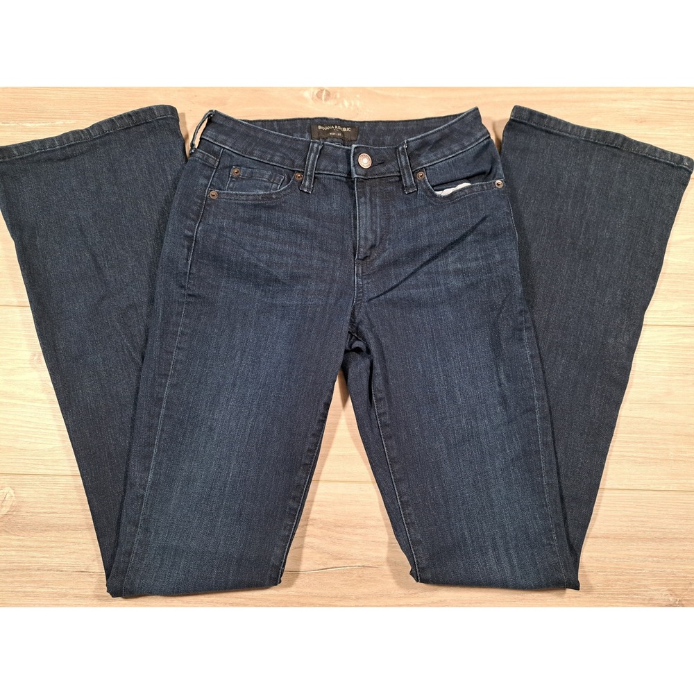 Banana Republic Wide Leg Jeans Womens 25/0 Dark Indigo Wash Denim Flare Pants‎